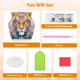GHHKUD Tiger Diamond Painting Desktop Ornament for Adults, Stand Up Animals Diamond Art Ornaments Double Sided, DIY Special Diamond Gem Craft Art Tabletop Placement Board Kit for Home Decor GHHKUD