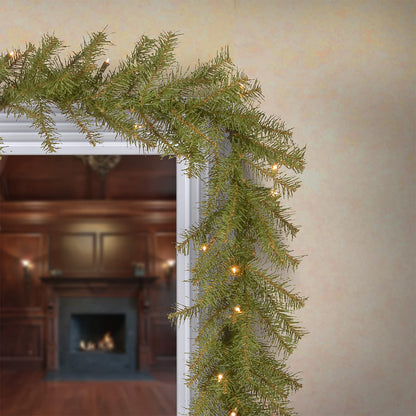 National Tree Company Pre-Lit Artificial Christmas Garland, Green, Norwood Fir, White Lights, Plug In, Christmas Collection, 9 Feet