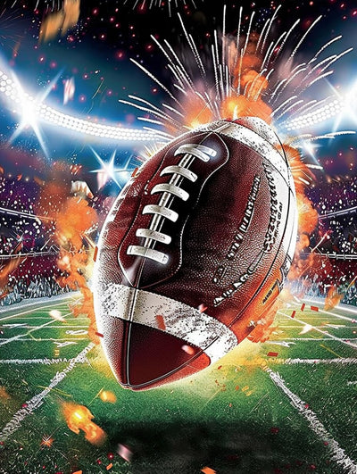 LXTONG Rugby Football 5D Diamond Art Painting Kits, Flame Rugby Diamond Painting Set, Rugby Game Diamond Painting for Beginners Arts and Crafts Wall Decor (12X16 Inches)