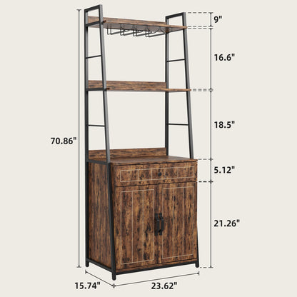 Industrial Vintage Microwave Stand with Storage Cabinet and Drawer by IDEALHOUSE - WoodArtSupply