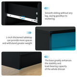 MilleLoom 4 Drawer Dresser with Charging Station and LED Lights, Modern Chest of Drawers with Power Outlet, Organizer Cabinet for Bedroom, Living Room, Entryway, Black MilleLoom