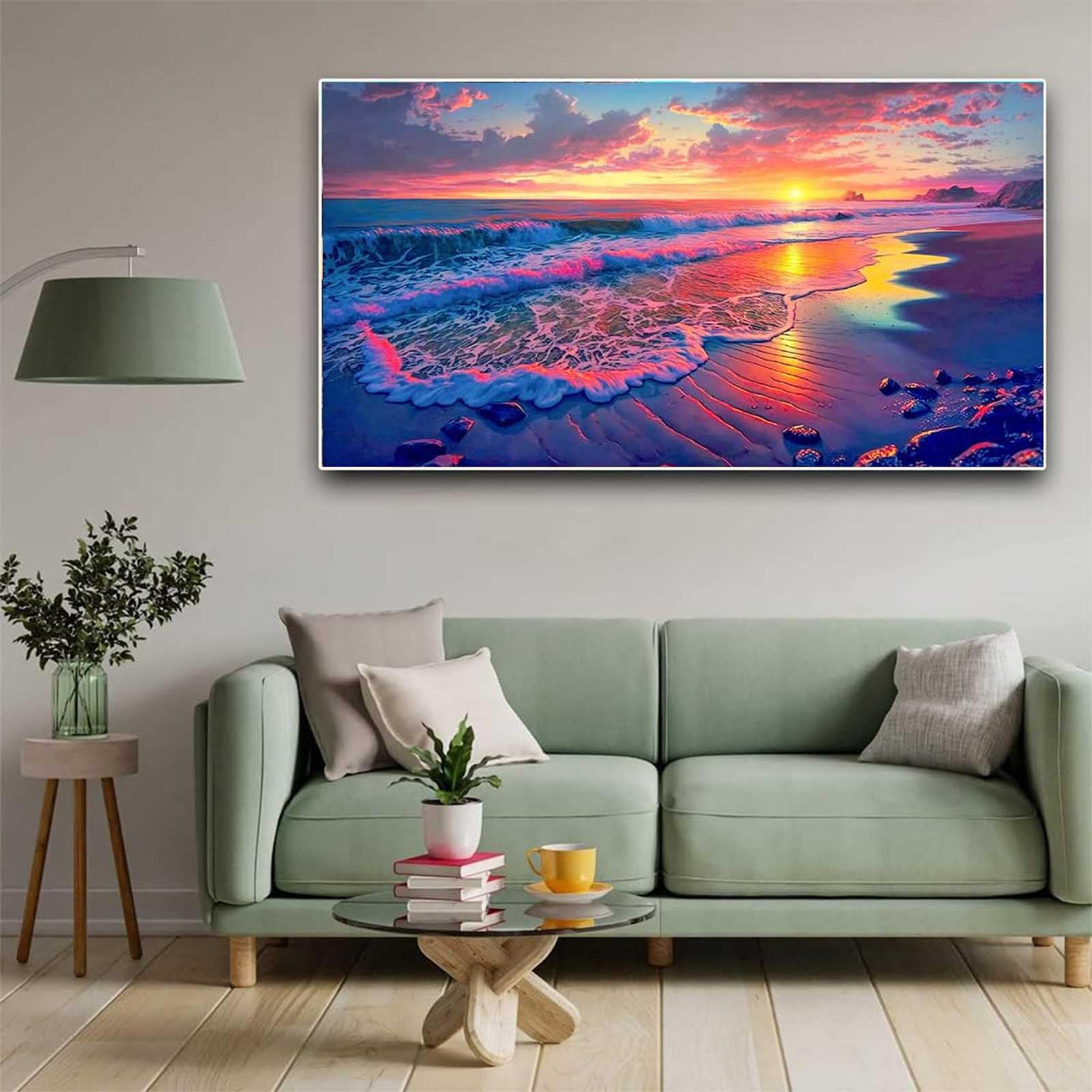 Diamond Painting Kits for Adults,Large Sunset Ocean Beach Diamond Art Painting for Beginners, Diamond Round 5D Full Drill Paint with Diamonds Pictures Gem Art Painting Kits DIY Crafts Kits 28X16in OFRKE