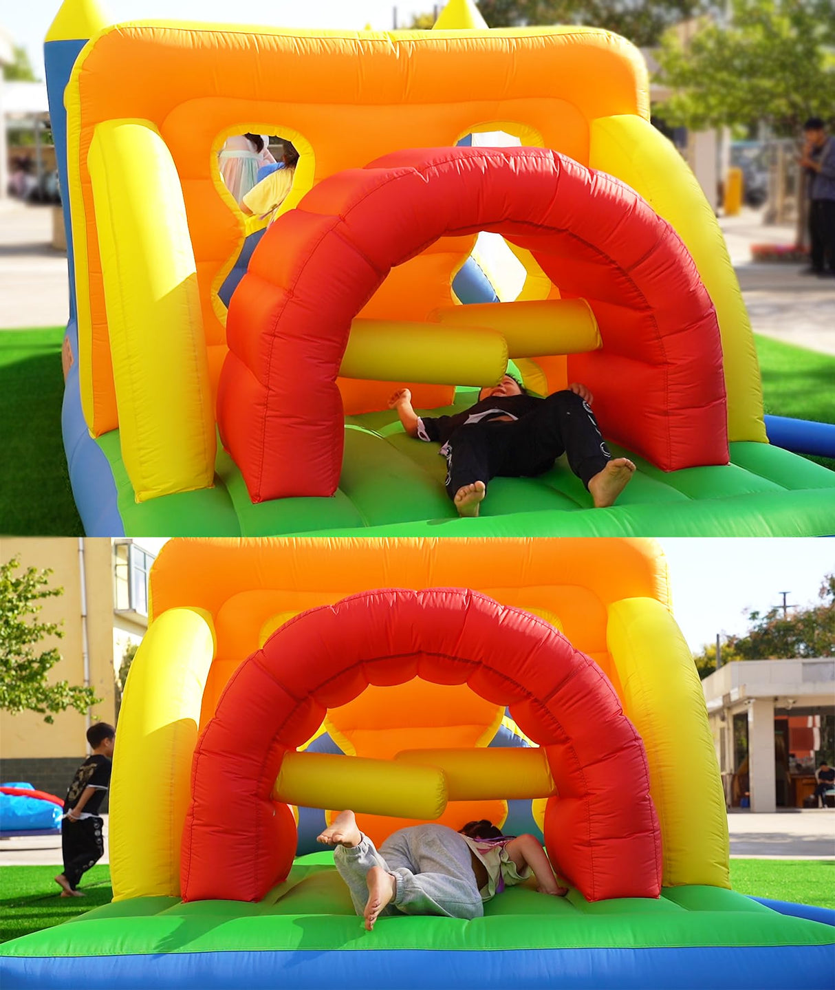 HuaKastro 20.5FT(L) Extended Inflatable Obstacle Course Bounce House for Kids Party Easter Event, with Various Obstacles: Tunnel, Crossing Wall, Jungle, Jumping Area, Climbing Wall and Slide HuaKastro