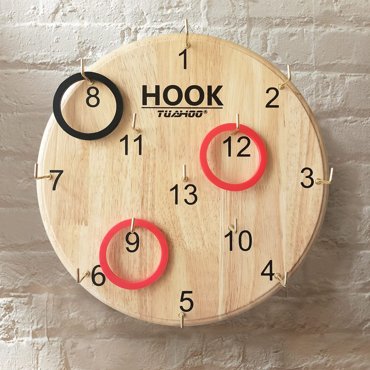 TUAHOO Hanging Hook Ring Toss Game for Kids Adults, Wooden Board Darts Hookie Wall Game for Game Room, Indoor Outdoor Yard Game for Family Holiday Party Backyard Toys TUAHOO