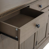 LUMISOL Retro Cabinet with 4 Doors and 3 Drawers, 60” Storage Sideboard with Black Round Handles, Wood Buffet Cabinet, Console Table for Living Room Kitchen Entryway Hallway LUMISOL