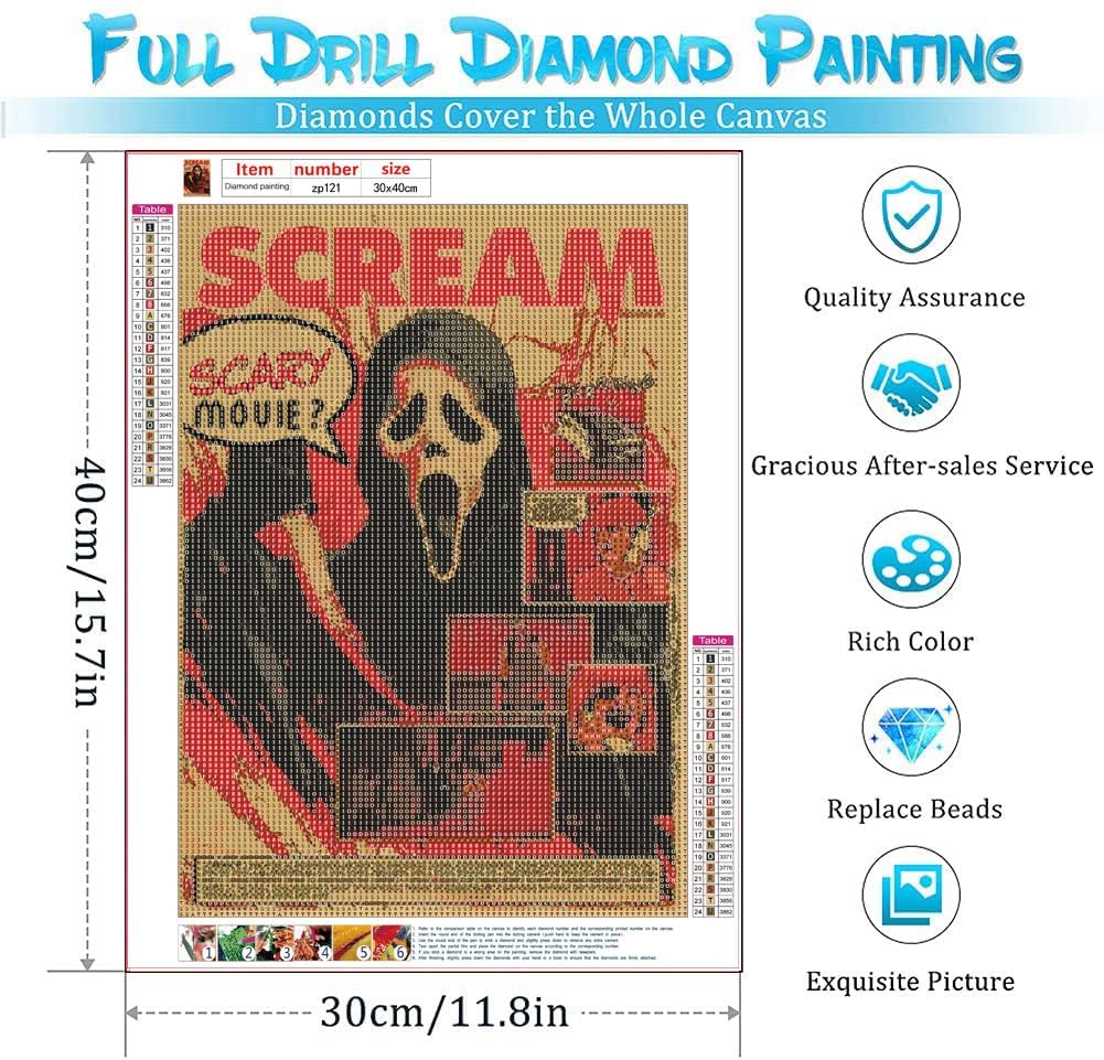 Diamond Painting Kits for Adults Halloween Diamond Art Kits for Kids Beginner DIY 5D Full Drill Crystal Rhinestone Arts and Crafts Gem Art Painting with Diamonds Dots Home Wall Decor 11.8x15.7inch Euibziy