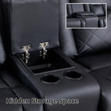 EBELLO Manual Recliner Sofa Set, Faux Leather Reclining Living Room Furniture Set, Included Single Chair and 3 Seat Manual Recliner Sofa, Black(Loveseat+Sofa) EBELLO