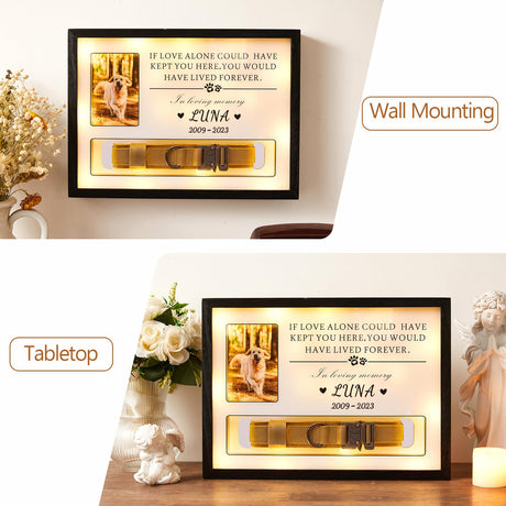 Pet Memorial Picture Frame Dog Collar Shadow Box 14"x11", Sympathy Remembrance Gift Keepsake for Loss of Dog or Cat, for Most Large Size Collars HKBS