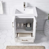 Wenore Home 24 Inch Bathroom Vanity with Sink, Small Bathroom Vanity Sink Set, White Bathroom Vanity Cabinet Combo, Modern Bath Vanity with Single Hole Ceramic Sink Wenore Home