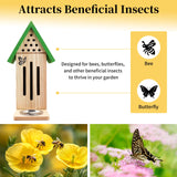 3-in-1 Butterfly House Feeder Bee House, Wooden Butterfly Houses for The Garden, Butterfly Feeders for Outdoors, Natural Butterfly Garden Kit Habitat with Puddler Beyoogeem