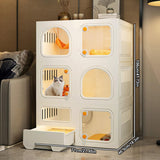 Cat Cages Indoor with Litter Box, Thicken Plastic + Resin Material, 2/3-Tier Large Indoor Enclosure with Transparent Windows and Knob Locks(White,27.9x18.3x41.7in) SASNMEO