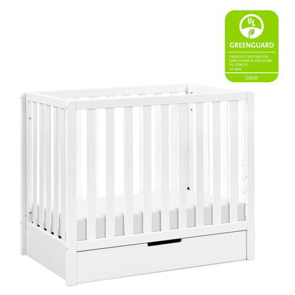 Carter's by DaVinci Colby 4-in-1 Convertible Mini Crib with Trundle Drawer in White, Greenguard Gold Certified, Undercrib Storage