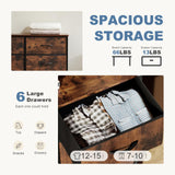 DUMOS TV Stand for Living Room Entertainment Center with 6 Fabric Drawers Dresser for Bedroom Storage Organizers Units, Brown DUMOS