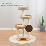 Solid Wood Cat Tree,Modern Cat Tower with Scratching Posts, Hand-Woven Beds & Toys | Heavy-Duty 20lbs Capacity,Indoor Cat Furniture for Big Cats Zonoria Zephyria