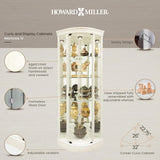 Howard Miller Marlowe IV Corner Curio Cabinet – Lighted White Wire Brushed Frameless Glass Door Mirrored Back Adjustable Glass Shelves Pad Lock Clips & No Reach Roller Switch Quality Home Decor Howard Miller