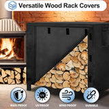 OutdoorLines Firewood Rack Cover, Black, 4FT, 420D Oxford Fabric, Waterproof, Windproof, for 48x24x41in Firewood Holder OutdoorLines