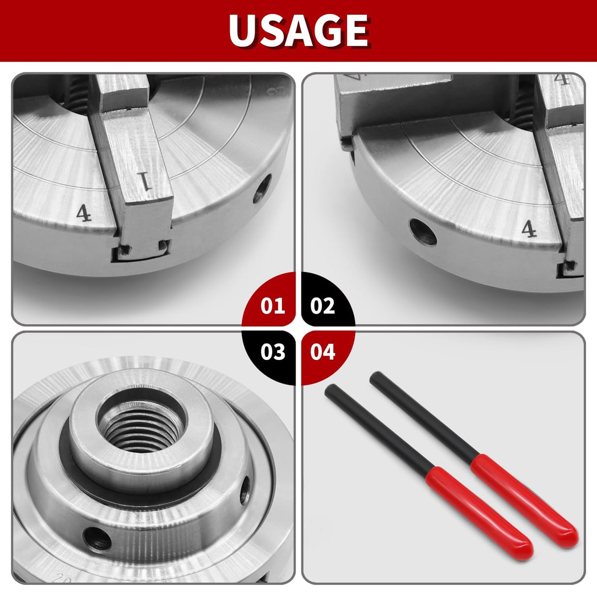 Nakkaa 4 Inch Precision Self Centering Woodturning Lathe Chuck Set 4 Jaw Self Centering Lathe Chuck Thread 1 x 8TPI Nakkaa