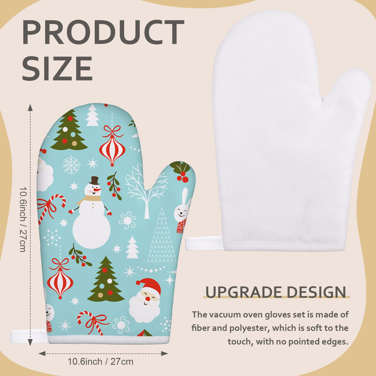 4 Pcs Blank Sublimation Oven Mitts Heat Resistant Kitchen Gloves Cotton for DIY Kitchen Dining Room Accessories Yinkin