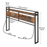 HOOBRO Headboard Queen Size, Headboard with 2 Outlets and 4 USB Ports, Adjustable Height, Storage Rack, Sturdy and Stable, Easy Assembly, Rustic Brown and Black HOOBRO