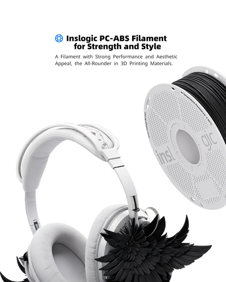 Inslogic PC-ABS Filament 1.75mm, Black Polycarbonate Filament 1.75mm Blend with ABS 1kg - Tough and Heat Resistant 1.75mm 3D Printer Polycarbonate Filament, Dimensional Accuracy +/- 0.02mm Inslogic
