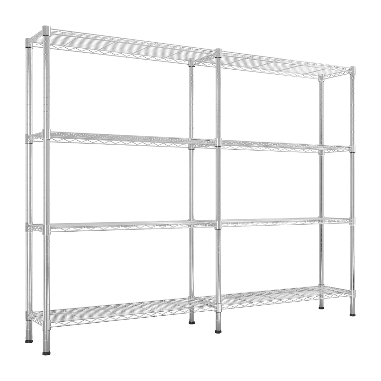 58 inch Wide Shelving Unit, 4 Tier Metal Rack, Pantry Storage Shelves Adjustable Wire Steel Shelving Unit for Heavy Duty Garage, Pantry, Kitchen Carbon Steel Storage Chrome TOEMOA