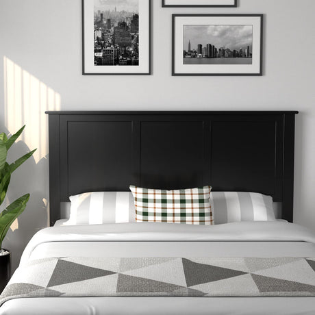 Giantex Adjustable Black Wooden Headboard for Full Beds with Solid Pine Construction Giantex