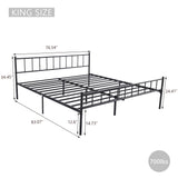 WJORATA Metal Platform King Bed Frame with Headboard Sturdy Steel Slats Support No Box Spring Needed Easy Assembly Black WJORATA