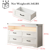 Wodeer White Dresser for Bedroom, Wood 4 Drawer Dresser with LED Light, Dressers & Chests of Drawers with Metal Handles, Storage and Organization for Bedroom, Hallway, Entryway Wodeer