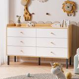 LYNSOM Dresser for Bedroom, 6 Drawer Natural Wood Dresser with Wide Drawer and Metal Handles, Modern Dressers & Chests of Drawers for Hallway Entryway LYNSOM