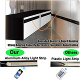 wuleen Floating TV Stand, 71" Floating Entertainment Center Wall Mounted,Floating Wall Mounted TV Shelf with Led Lights and Power Outlet,Modern High Gloss tv Cabinet Media Console with Storage wuleen