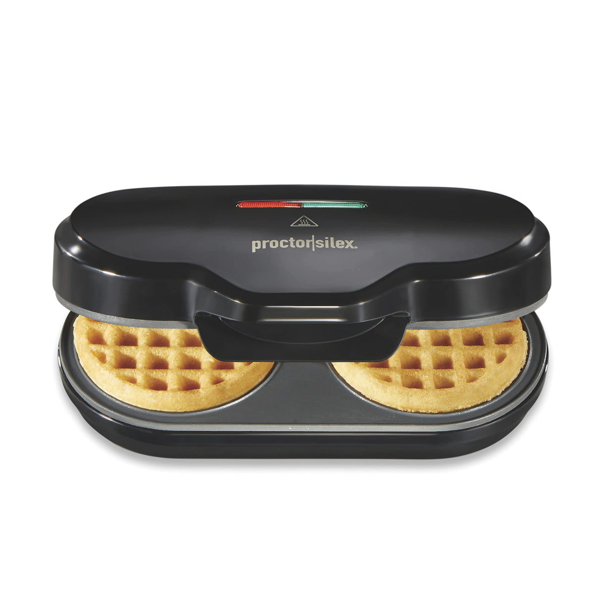 Proctor Silex Double Mini Waffle Maker Machine with 4” Round Non-stick Grids, Makes 2 Personalized Individual Breakfast Keto Chaffles and Hashbrowns, Compact, Black (26102) Proctor Silex