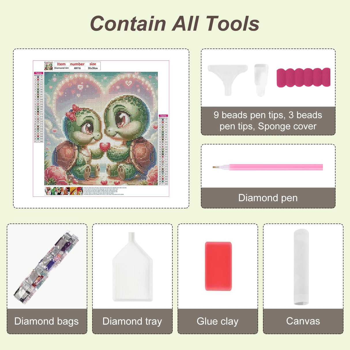 Anuver Full Drill Diamond Art Turtle Kits for Beginner, Love DIY Diamond Painting Kits for Home Wall Decor, 12x12 Inch, Diamond Painting Kits for Adults Anuver