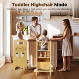 JUZBOT Toddler Tower 4 in 1 Toddler Kitchen Stool Helper Adjustable Standing Tower for Kitchen Counter with Safety Board, Slide, Chalkboard, Montessori Activities JUZBOT