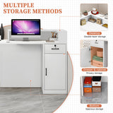 LSZMXI Modern Reception Desk with Drawer & Open Shelves, 39-95 Inch Front Counter Table, Computer Workstation Suitable for Salons, Offices, Lobbies, Retail Stores and Home Offices LSZMXI