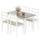 YITAHOME Dining Table Set for 4, White Grey YITAHOME
