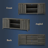 OAKHAM HOME Fluted TV Stands for Living Room, Heavy Duty Entertainment Center with Storage, Mid Century Modern Television Stands for 50/55/60/65 TV, Oxford Media TV Console (Medium,Midnight Oak) OAKHAM HOME