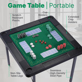 Queensell 35" Folding Game Table, Domino Table, Mahjong Table with Heavy-Duty Legs - 35 x 35 x 27 Inches with Storage Bag Double Sided Mat Queensell