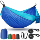 Camping Hammock Lightweight, Portable Hammocks Parachute Hammock with Two Tree Straps, Single or Double Travel Swing Nylon Camp Hammocks, Outdoor Essentials for Beach Backpacking Hiking, Blue PUPTILY