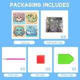 Canrichshop 4 Pack Cartoon 5D Diamond Painting for Kids,Cute Marine Animals DIY Painting Art Kit for Kids Ages 4-8-12 Mosaic Kits,Diamond Art Kid Present,Gem Paintings Full Drill 6x6 Inch Canrichshop