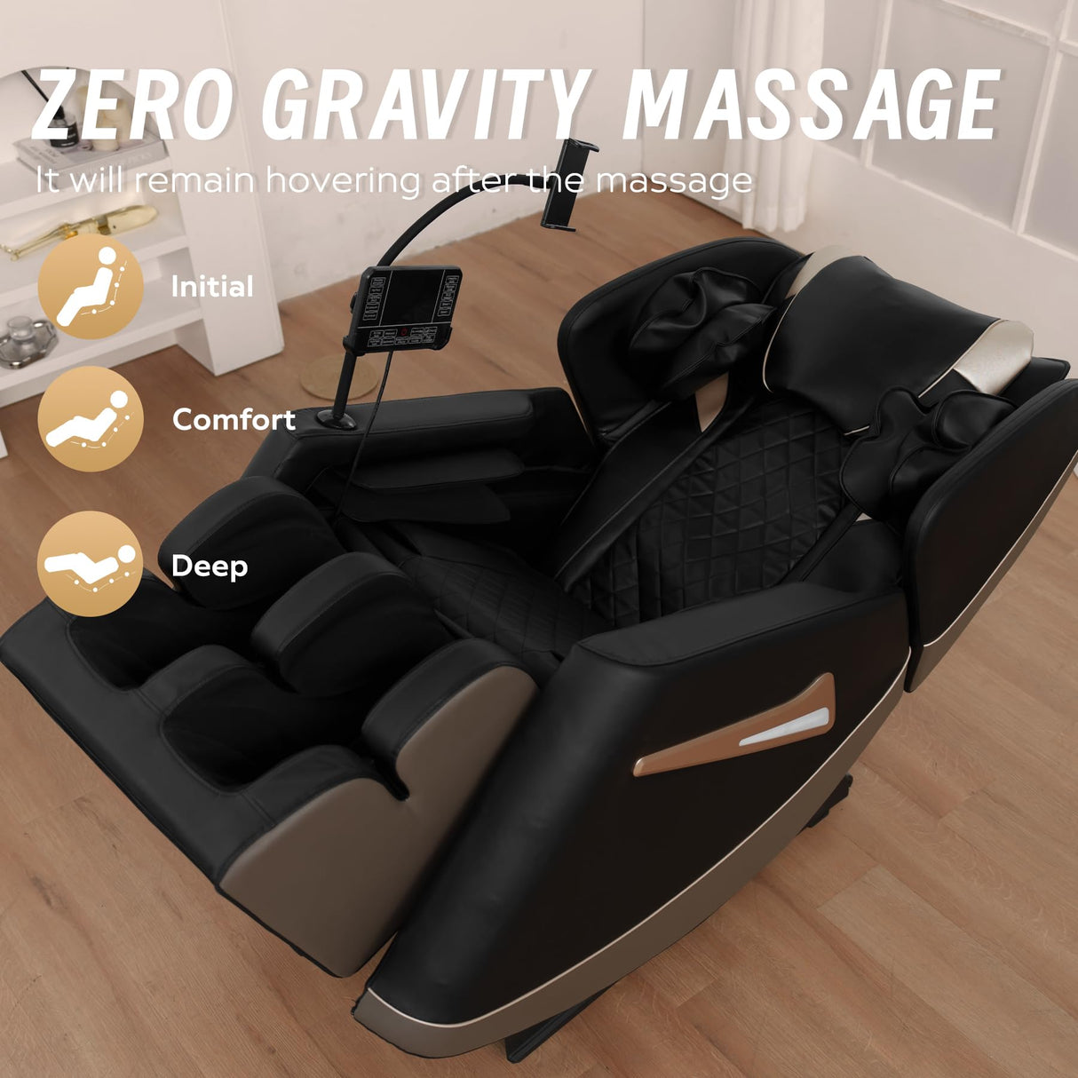 GDFStudio 2025 Full Body Massage Chair, Zero Gravity Recliner with Heating, Air Pressure, Foot Rollers, Bluetooth Speaker & Adjustable Intensity, 5 Automatic Modes for Home & Office Relaxation GDFStudio