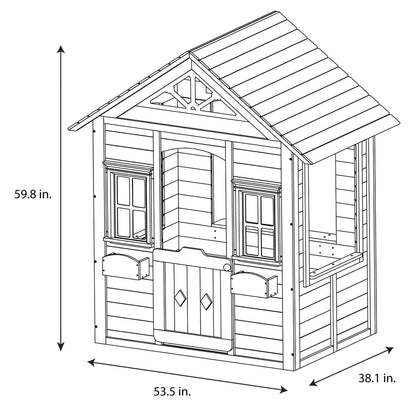 Sportspower Woodbridge Wooden Outdoor Backyard Playhouse with Flower Boxes, Red