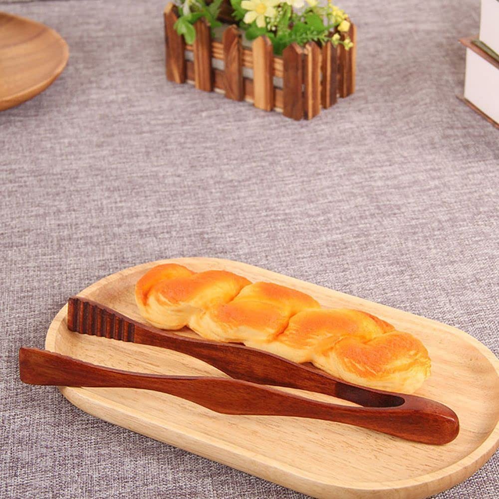 MinLia Bamboo Cooking Kitchen Tongs Food BBQ Tool, Wooden Clip Clamp BBQ Snack Bread Cooking Utensils MinLia