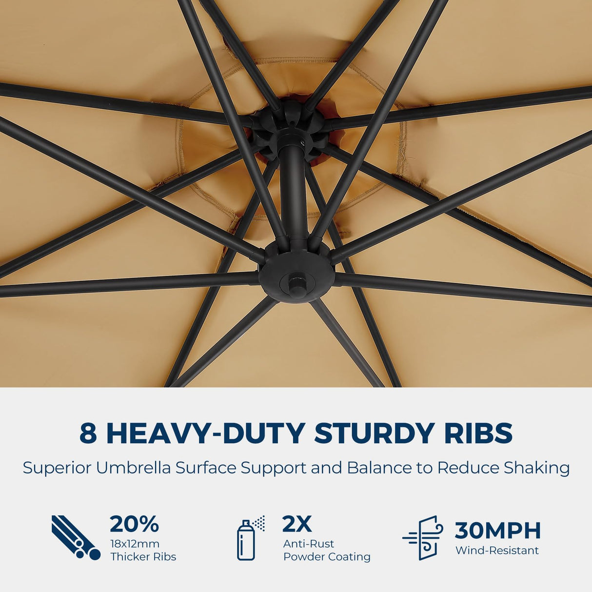 HOMSHADE 10ft Offset Patio Umbrella with Base Included, Cantilever Offset Hanging Patio Outdoor Market Umbrella UPF50+ UV Protection with Easy Tilt and Crank for Pool Deck and Garden (Beige) HOMSHADE