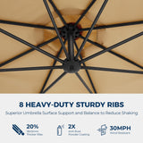 HOMSHADE 10ft Offset Patio Umbrella with Base Included, Cantilever Offset Hanging Patio Outdoor Market Umbrella UPF50+ UV Protection with Easy Tilt and Crank for Pool Deck and Garden (Beige) HOMSHADE
