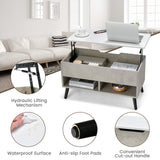 Giantex Lift Top Coffee Table, Modern Cocktail Table w/Hidden Compartment & 2 Open Shelves, Flip Top Center Table, Wooden Pull up Coffee Table for Living Room, Reception Room, Office (Grey) Giantex