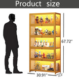 5-Tier Display Cabinet with Acrylic Doors, 67.5" Transparent Curio Display Case for Figures, Collectibles Toy Organizers Rack & Display Shelf, Kids Bookcase for Home, Office, Playroom, Living Room IHGSSKD