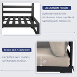 BULEXYARD 11 Piece Modern Aluminum Outdoor Patio Furniture Set with Lounger & Fire Pit Table, Extra Large All-Weather Modular Sectional Couch, 29" Wide Deep Seating Conversation Sofa for Garden, Beige BULEXYARD