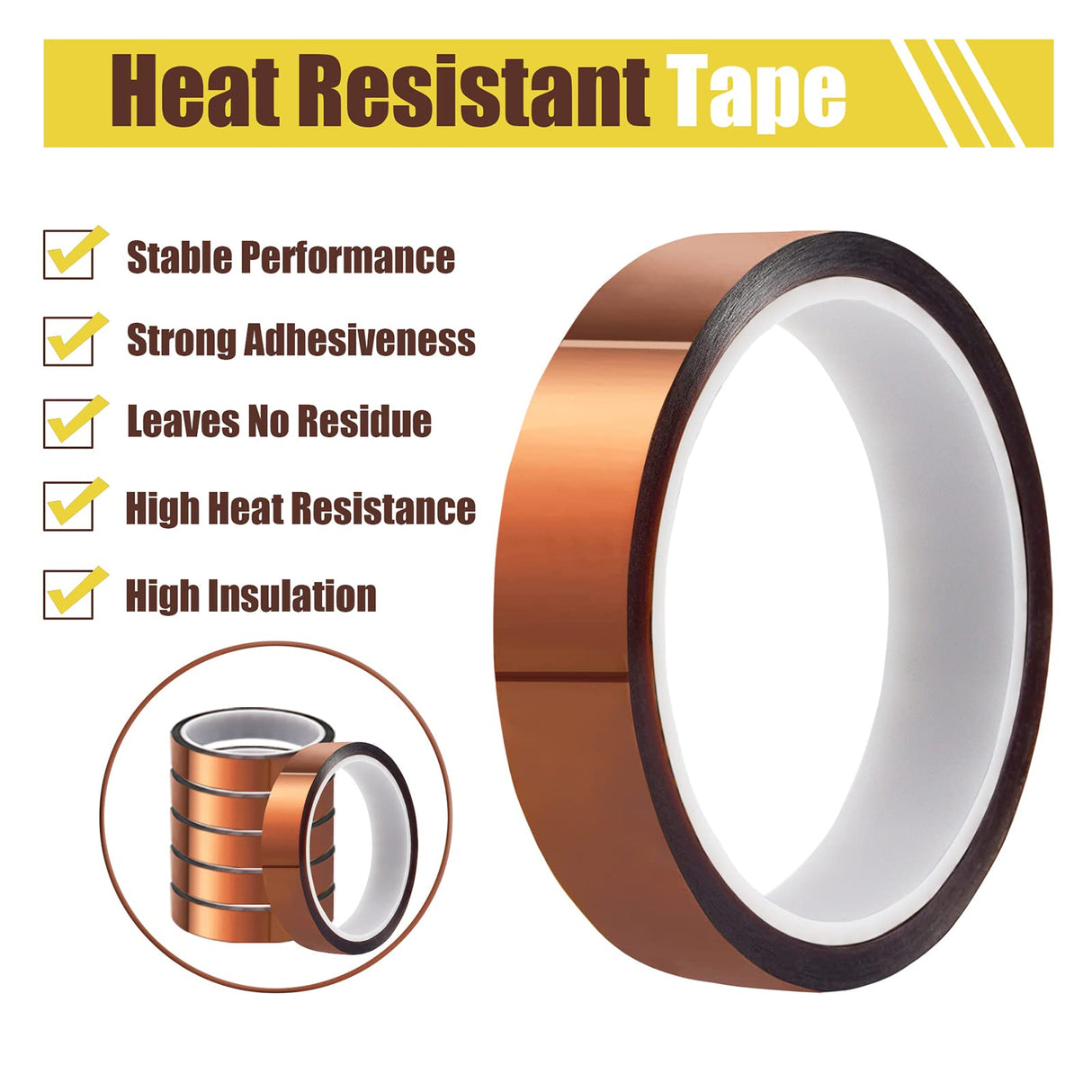 MEBMIK 6 Rolls 20mm x33m (108ft) High Temperature Heat Resistant Tape Heat Transfer Tape for Heat Sublimation Press No Residue and Heat Transfer Vinyl MEBMIK