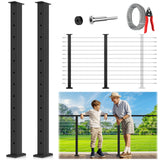 Gyykzz 2 Pack One-Stop Cable Railing Post Kits, 42" Fixed Top Level Drilled Line Post, Cable Railing System Including 2 Railing Post, 102ft Cable, 24 Terminal, 48 Cable Grommets (No Handrail) Gyykzz