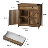 JUMMICO Coffee Bar Cabinet Farmhouse Kitchen Sideboard Buffet Cabinet with Drawer and Adjustable Shelf Barn Door Storage Cabinet for Kitchen, Dining Room, Bathroom, Entryway (Brown) JUMMICO